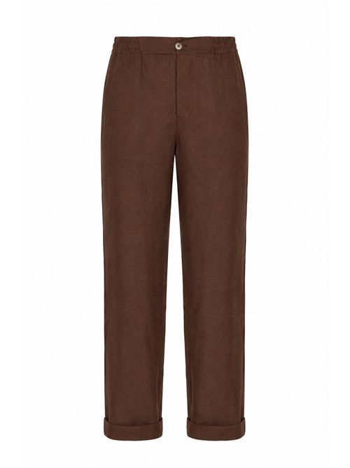 Pantalone in tela di lino Cioccolato Alpha Studio | AU-5372Q1009